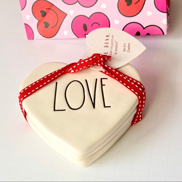 Rae Dunn Other - NEW Rae Dunn - 4pc - LOVE - ceramic coaster set